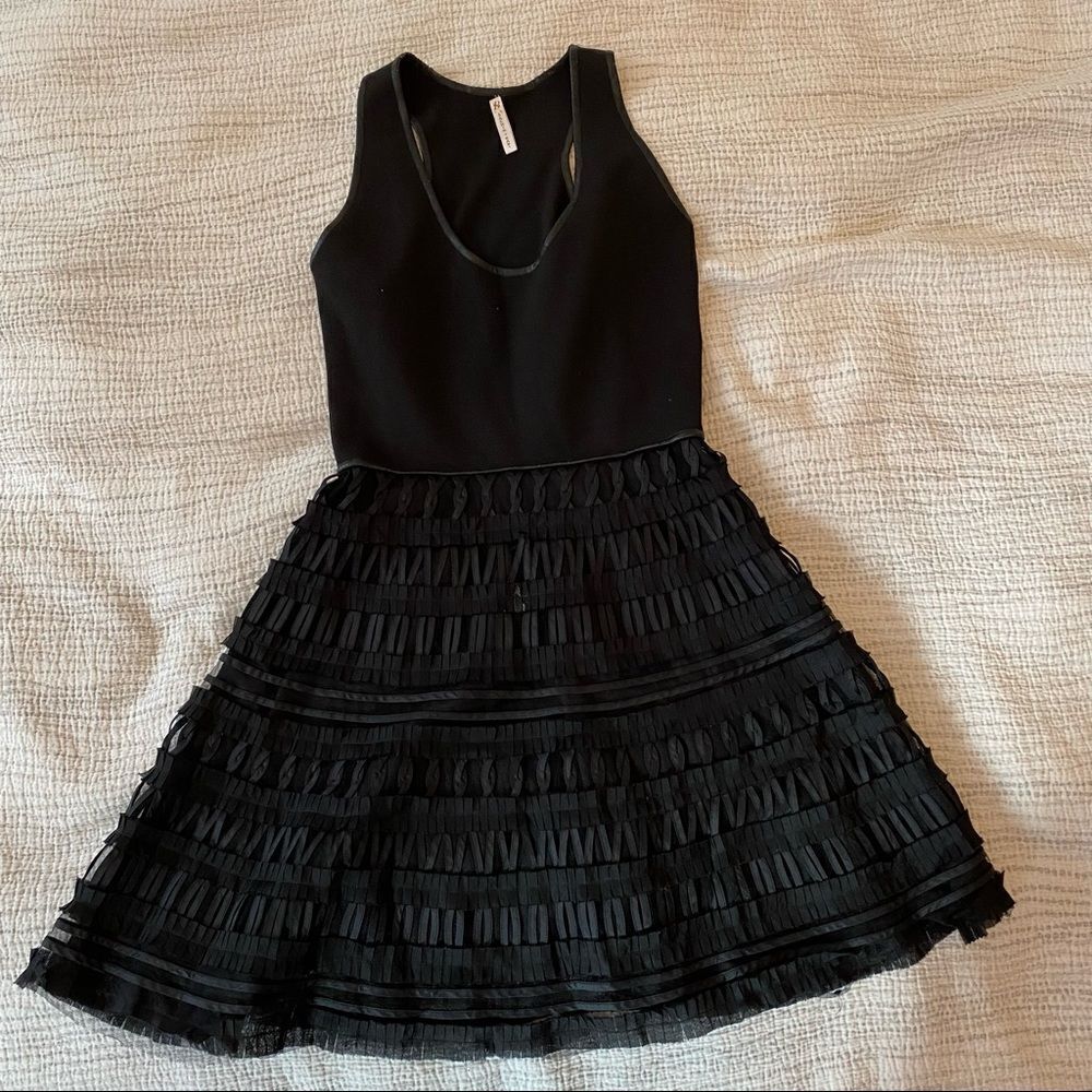 🧡 Sachin and Babi Fit and Flare Cocktail Dress with Ribbon Texture Skirt